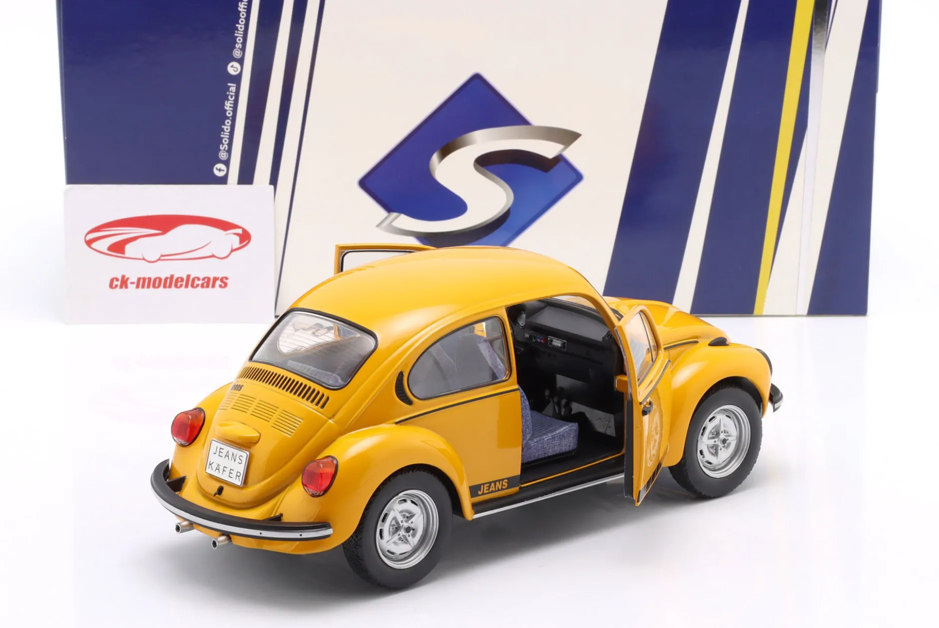 VW Käfer 1303 Jeans Baujahr 1974 gelb 1:18 Solido