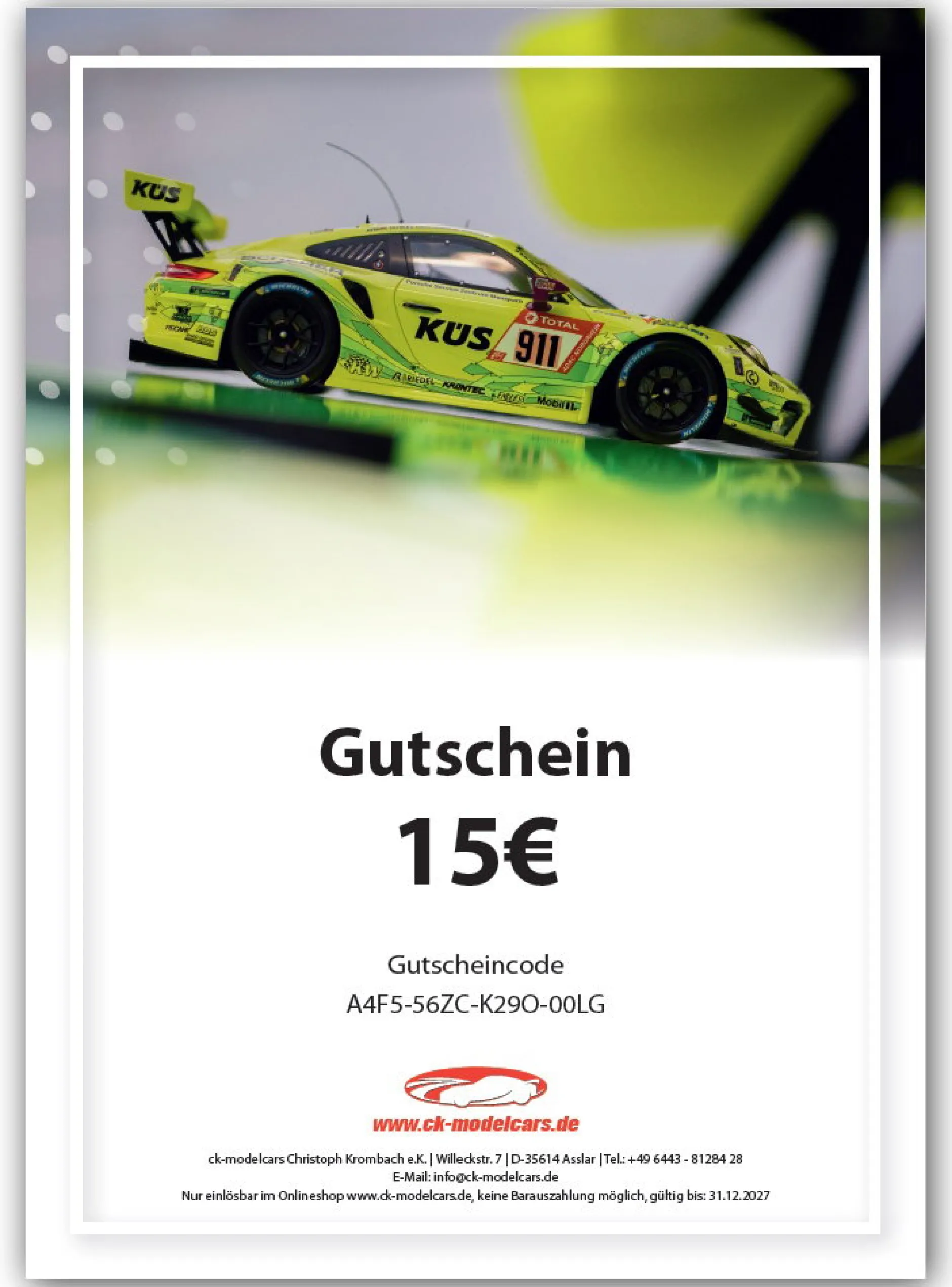 Wertgutschein - Thema Grello (Manthey Porsche VLN)