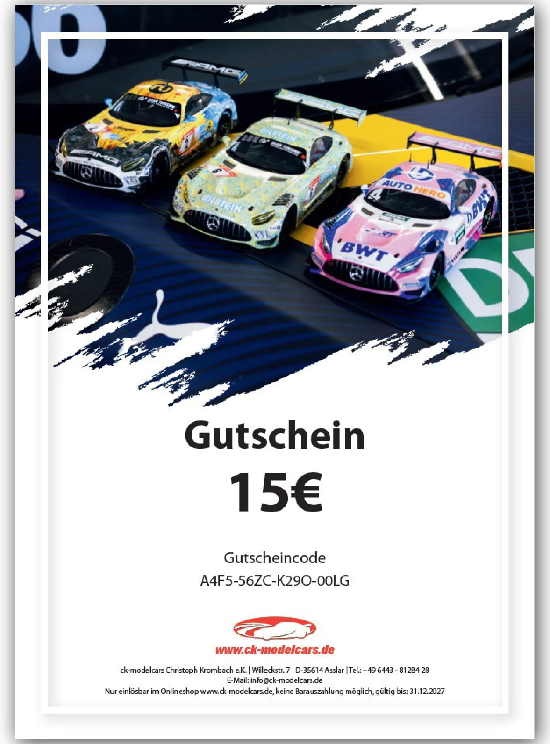 Wertgutschein - Thema Mercedes AMG GT3