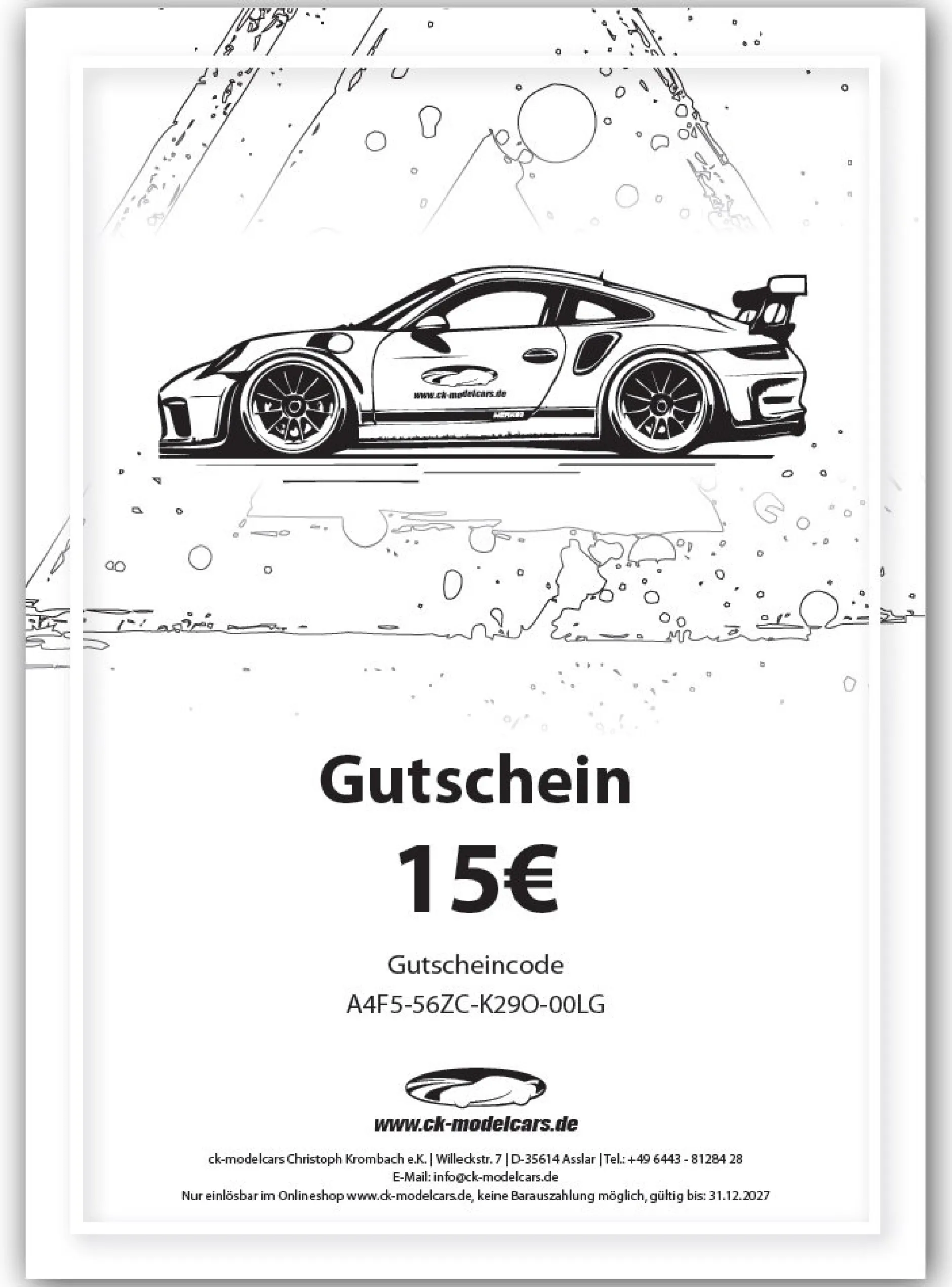 Wertgutschein - Thema Tintensparer Porsche
