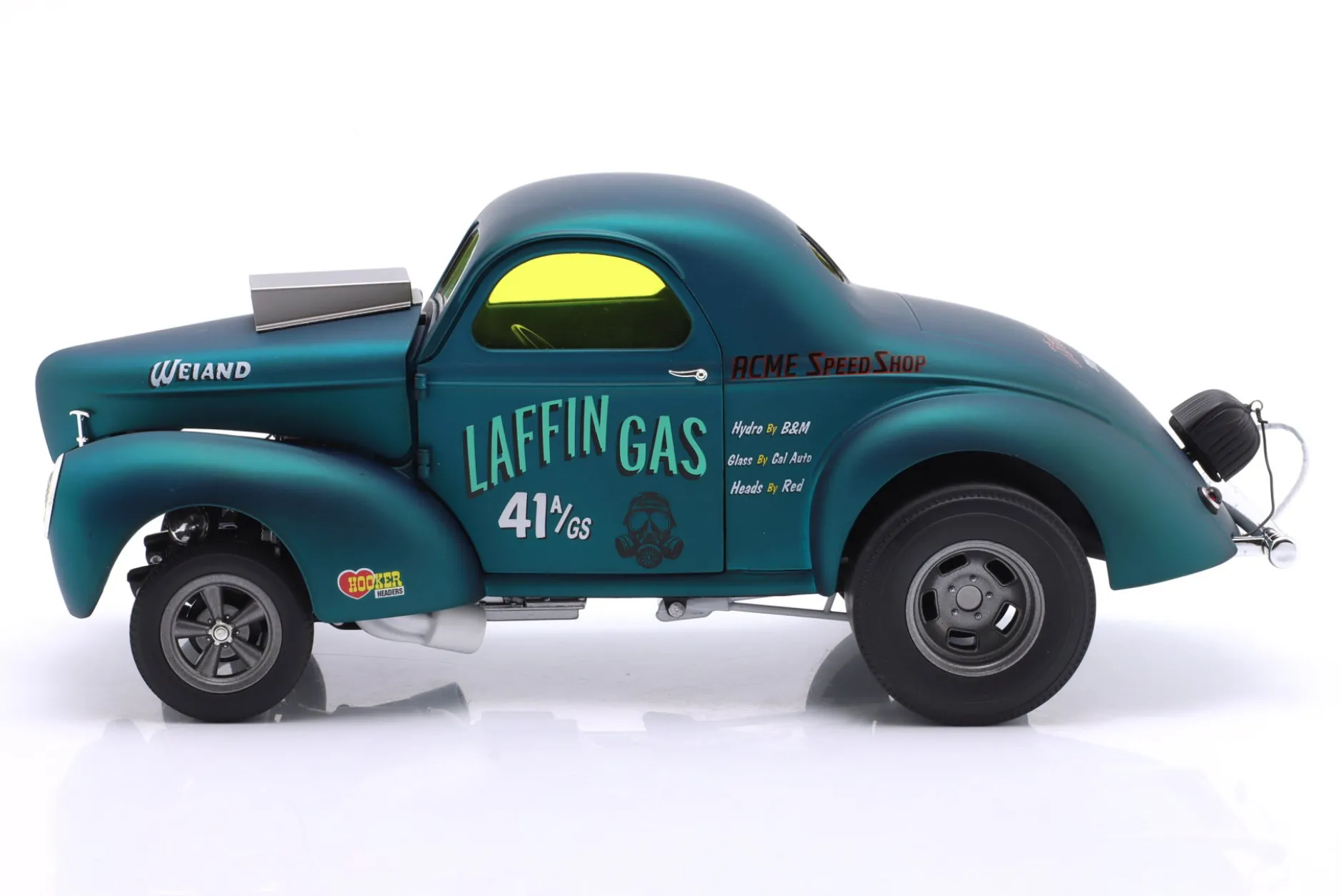 Willys Gasser Laffin Gas Baujahr 1940 blau metallic 1:18 GMP