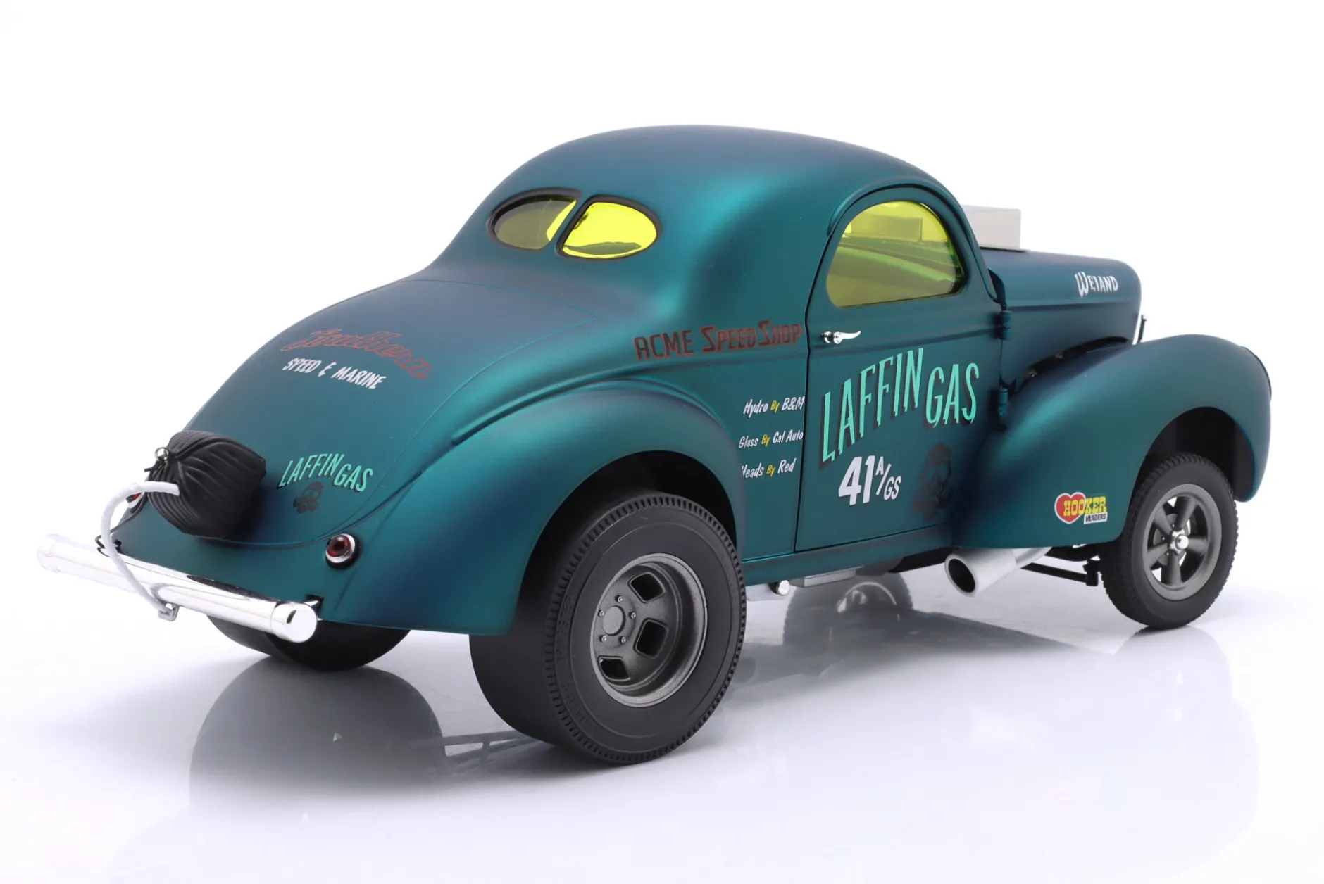 Willys Gasser Laffin Gas Baujahr 1940 blau metallic 1:18 GMP