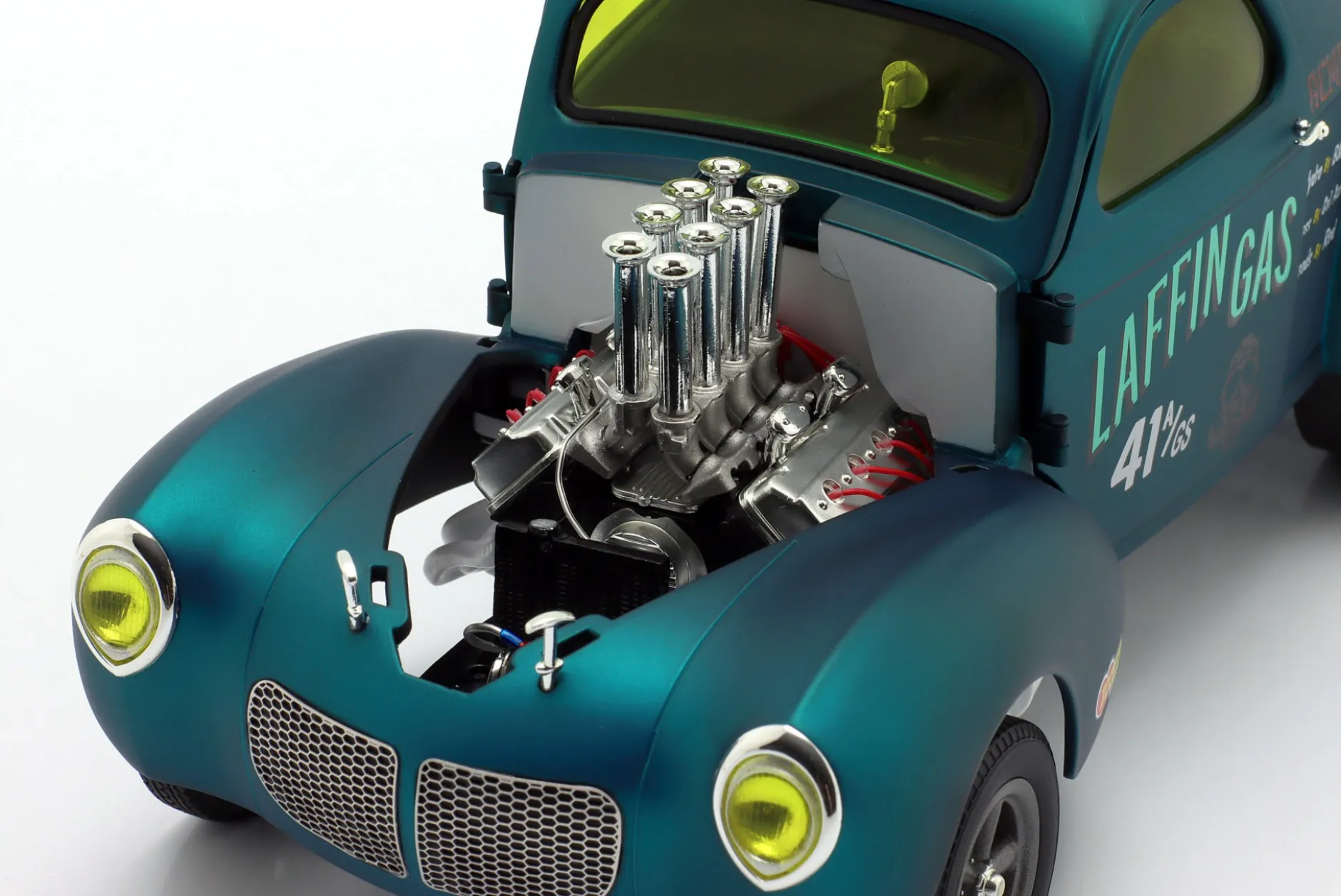 Willys Gasser Laffin Gas Baujahr 1940 blau metallic 1:18 GMP