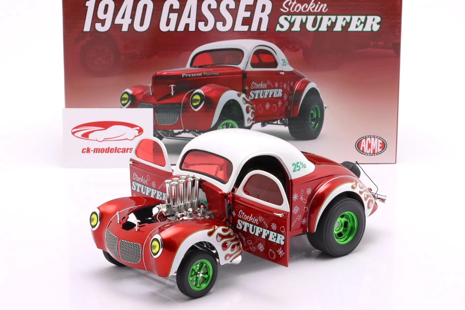 Willys Gasser Stockin Stuffer Baujahr 1940 rot / weiß 1:18 GMP