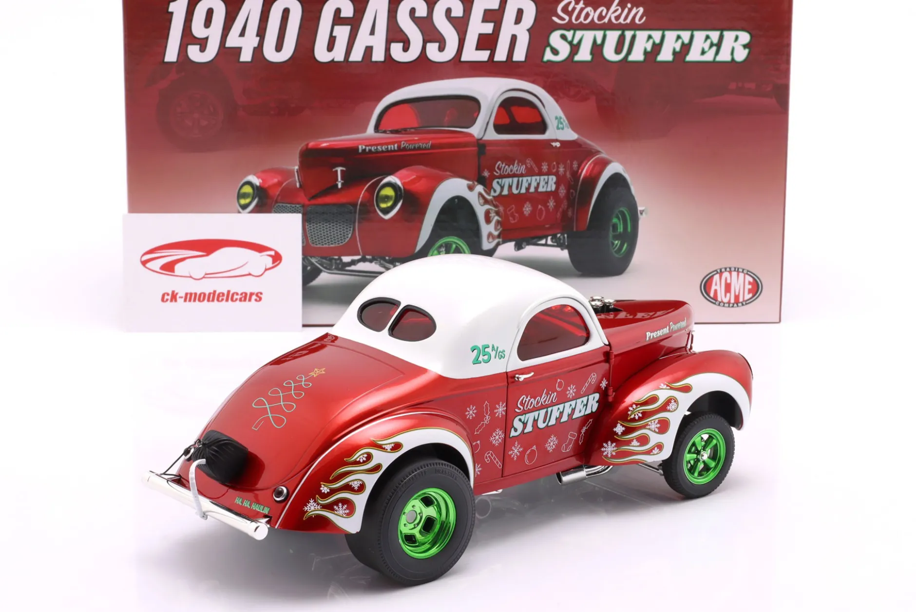 Willys Gasser Stockin Stuffer Baujahr 1940 rot / weiß 1:18 GMP